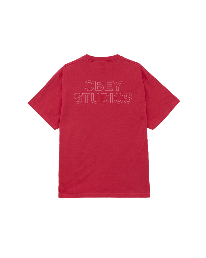 obey studios outline pigment t shirt pigment raspberry