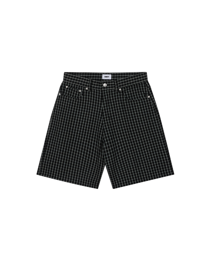 PLAID BAGGY DENIM SHORT